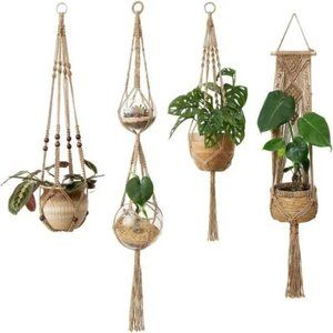 Urban Outfitters 4 Pcs Indoor Outdoor Boho Jute Rope Macrame Plant Hangers